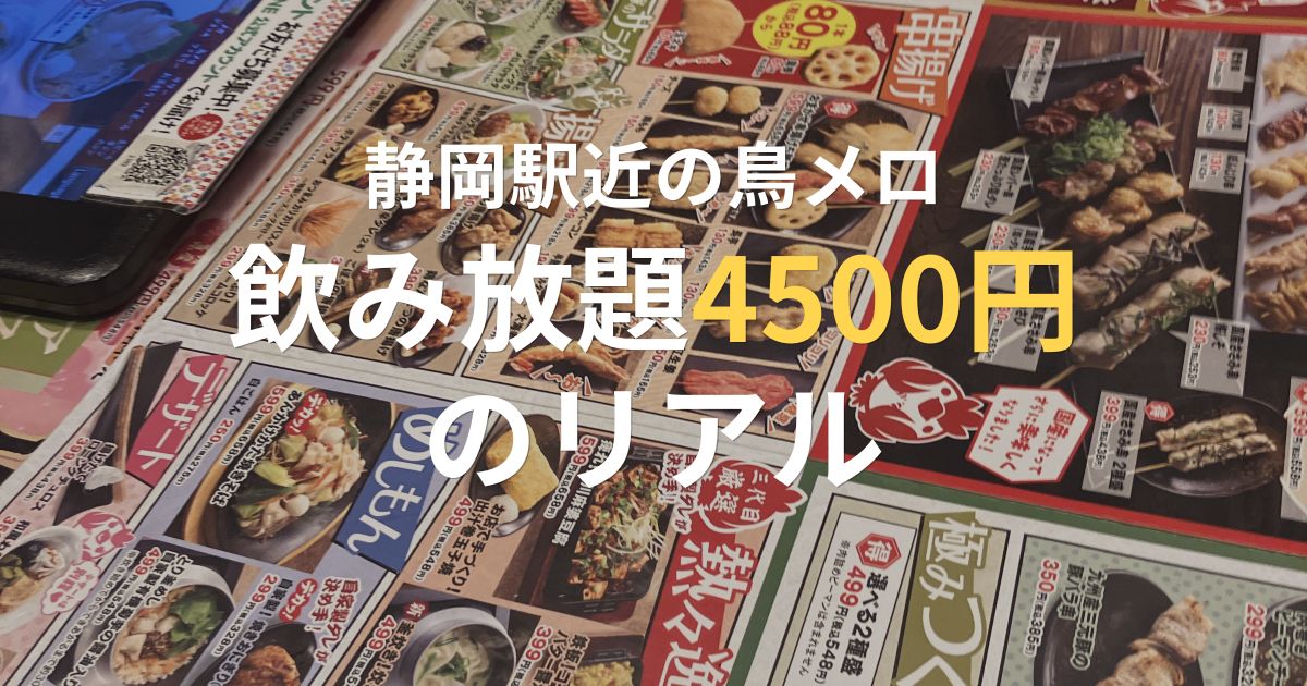 静岡駅近くの居酒屋「鳥メロ」の飲み放題と料理